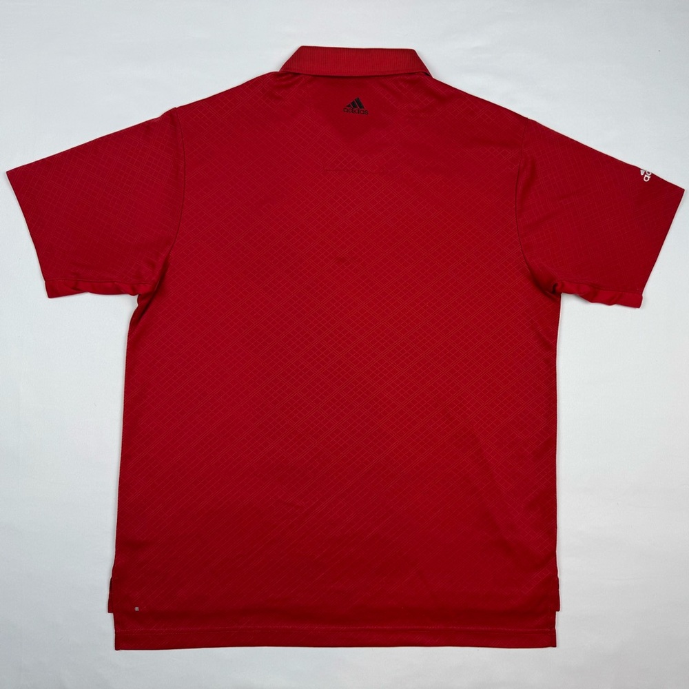Adidas Golf Channel Mens Argyle Golf Polo Shirt Sz Medium Red Tonal Stretch C7 - Picture 3 of 6